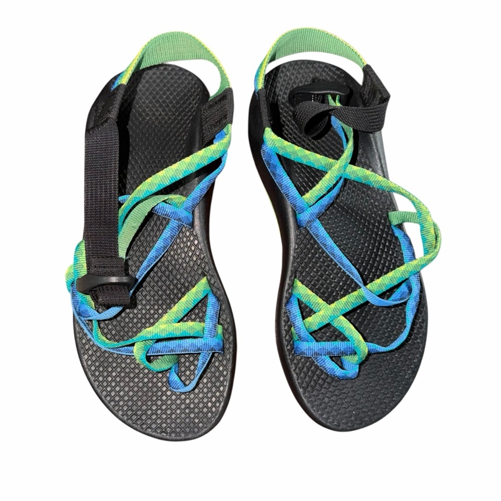 Chaco ZX2 Classic Sandals Women’s 7 Blue Green Toe Loop Hiking Outdoor